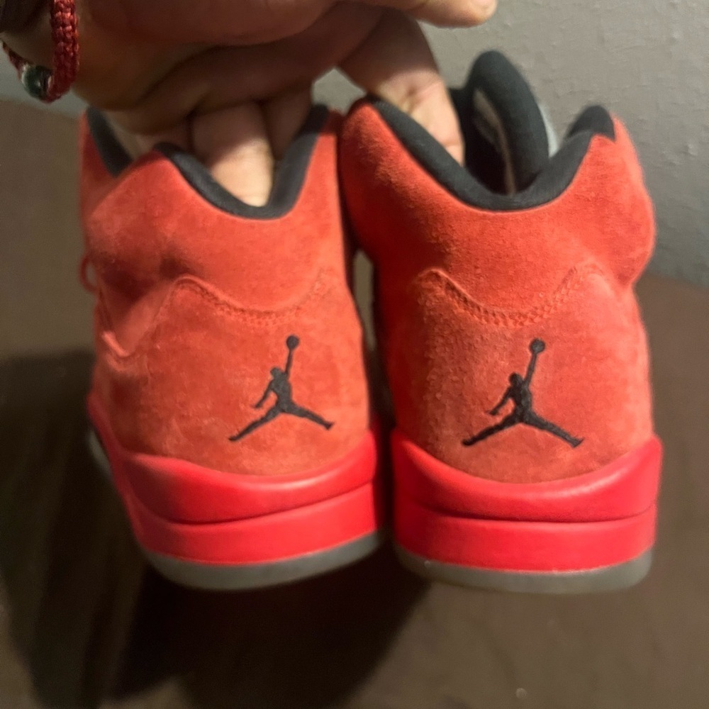 Red Suede High-Top Sneakers Retro 5 Red Suede Nike men size 13 - Picture 3 of 7
